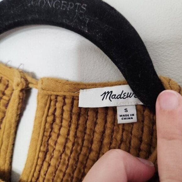 MADEWELL Mustard Smocked Swing Top - Picture 4 of 6